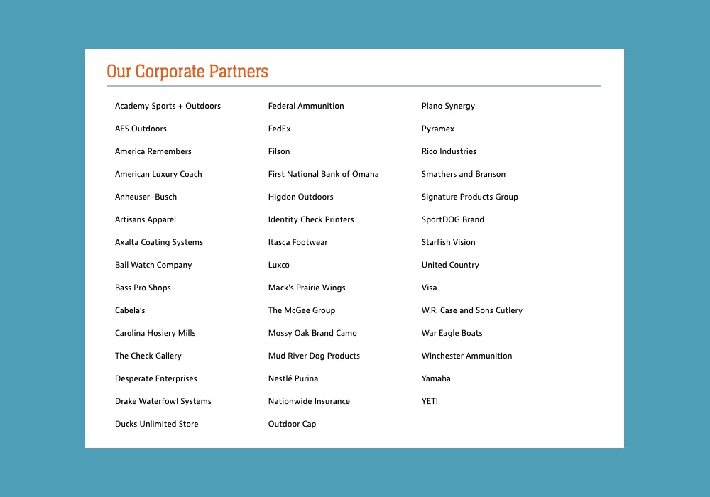 Ducks Unlimited includes partnerships in their annual report