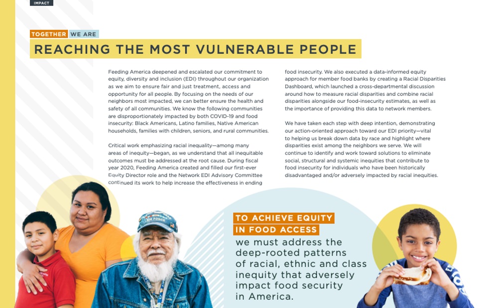 Feeding America uses high quality images in their annual report