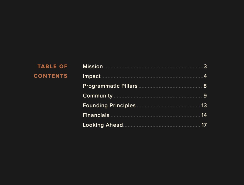 Charity Water keeps their annual report brief