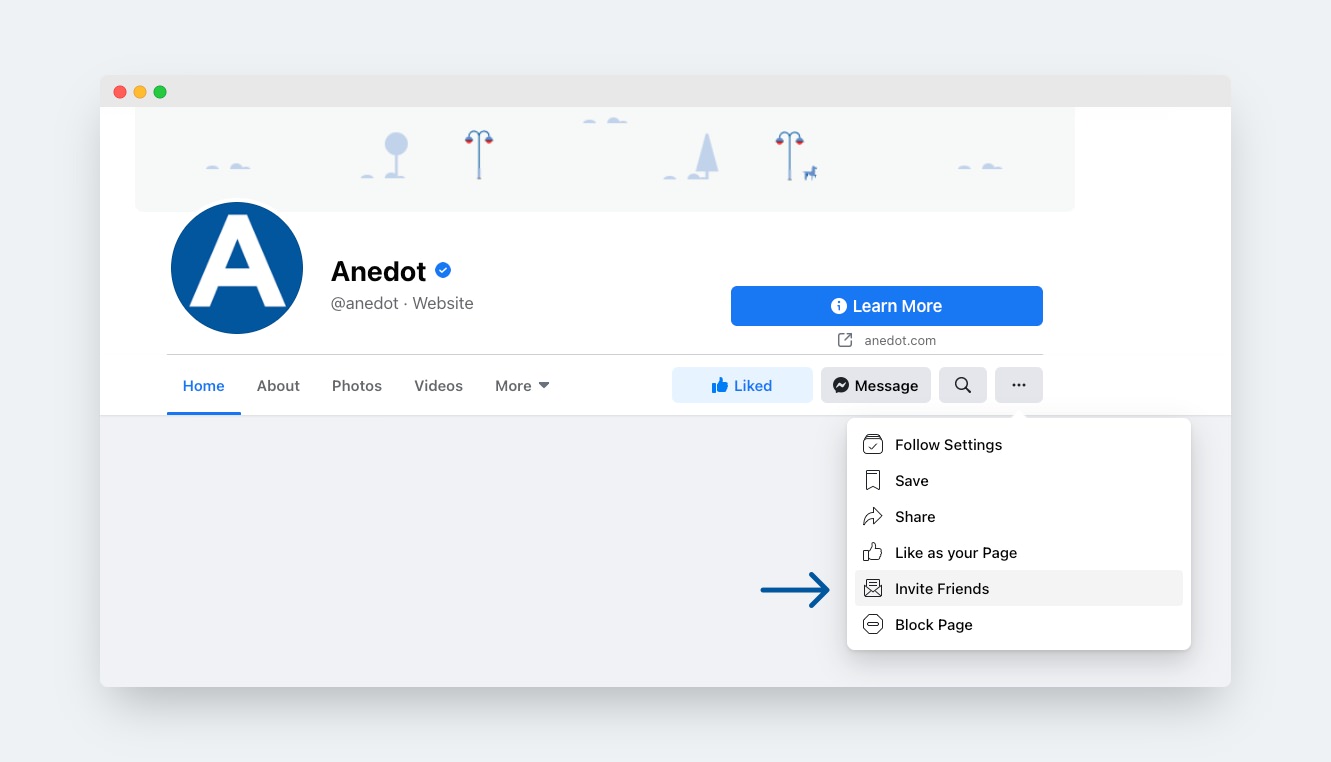 Screenshot of inviting friends on Facebook