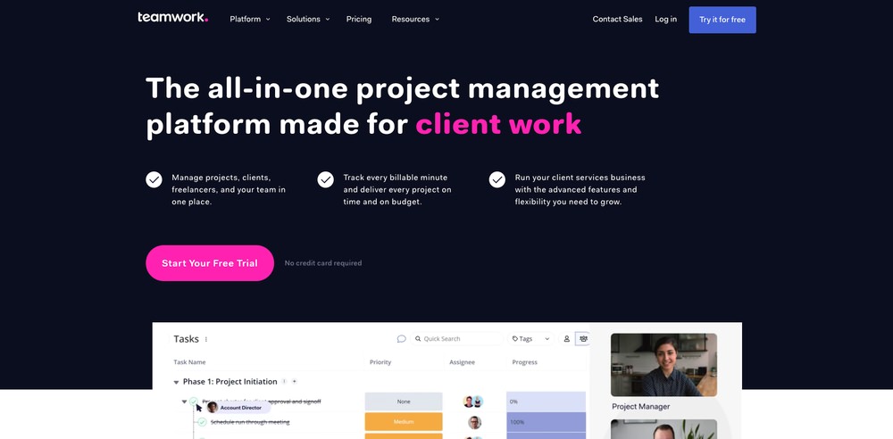 Teamwork is a great project management software for nonprofits