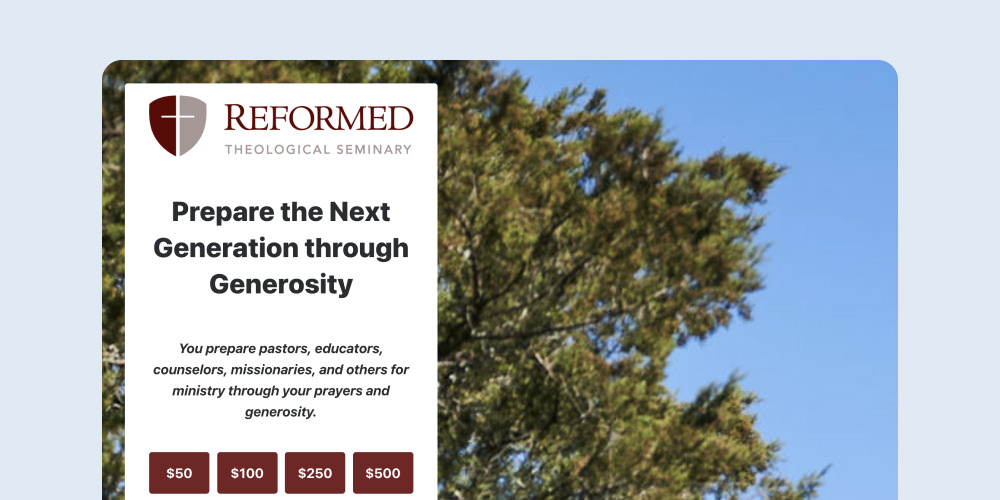 RTS donation page for higher education fundraising