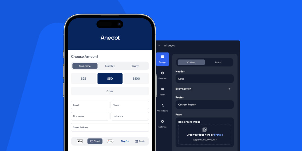 Anedot Action Pages Screenshot