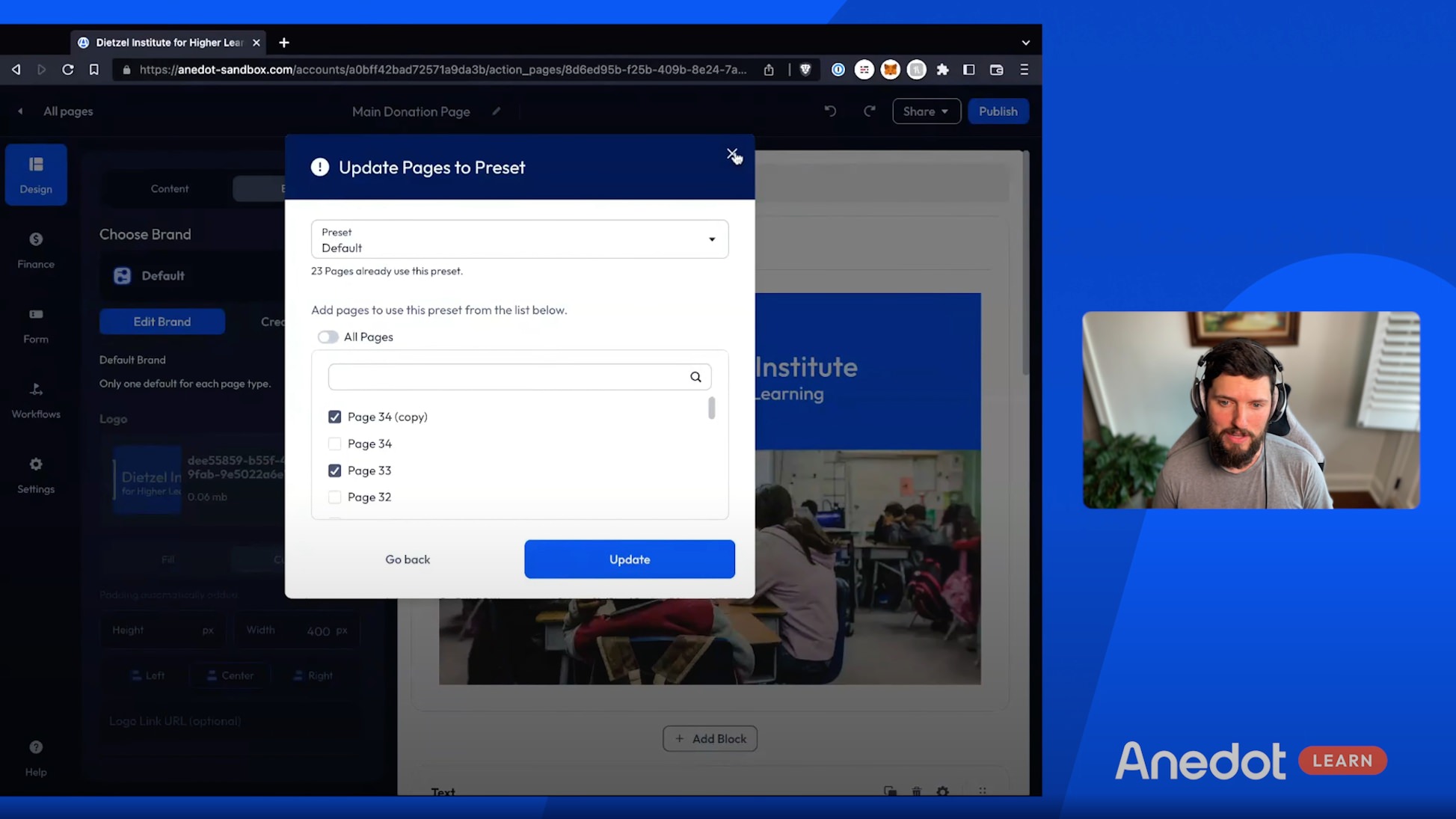 How you can use Presets across the Anedot platform