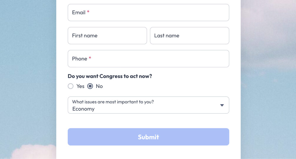 Perfect landing page includes forms