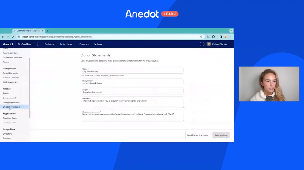How do I send a donor statement?
