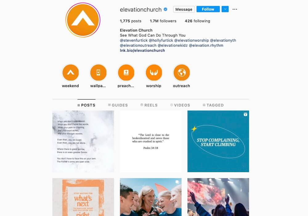 Best church Instagram accounts - Elevation Church