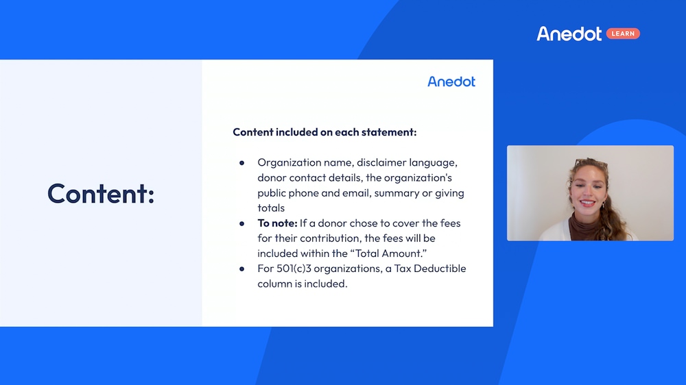 What is included in a donor statement?