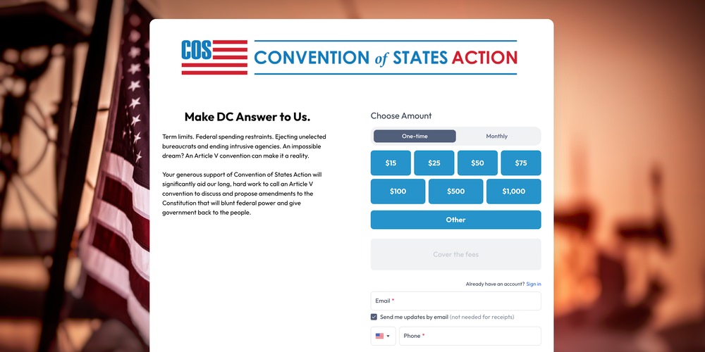 Convention of States Action's Anedot Donation Page